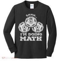 Shhh I'm Doing Math Funny Weight Lifting Workout Training Kids Long Sleeve Shirt thumb 0