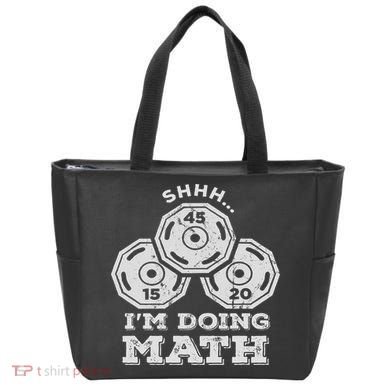 Shhh I'm Doing Math Funny Weight Lifting Workout Training Tote Bag