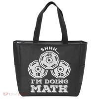 Shhh I'm Doing Math Funny Weight Lifting Workout Training Tote Bag thumb 0