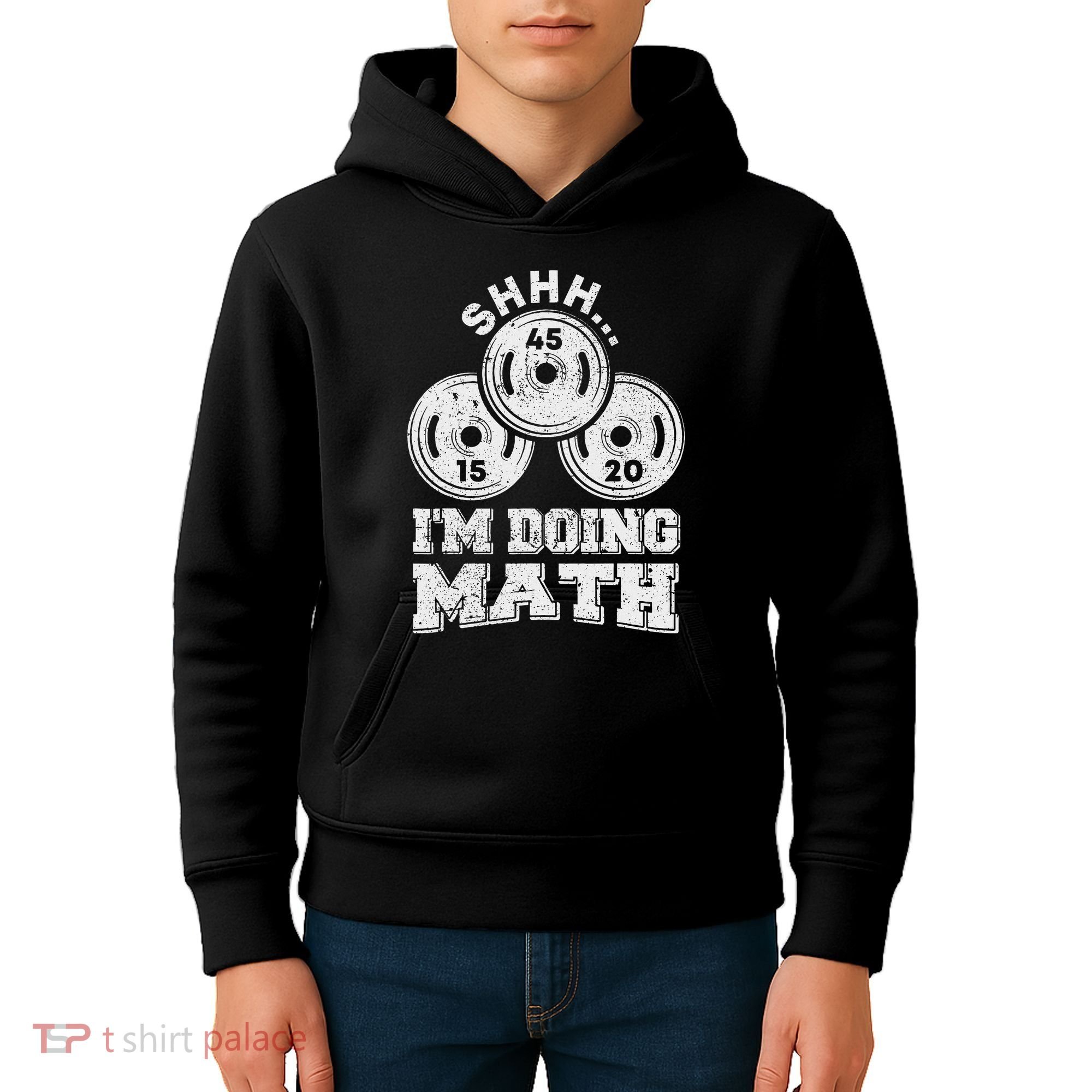 Shhh IM Doing Math Funny Weight Lifting Workout Training Kids Hoodie