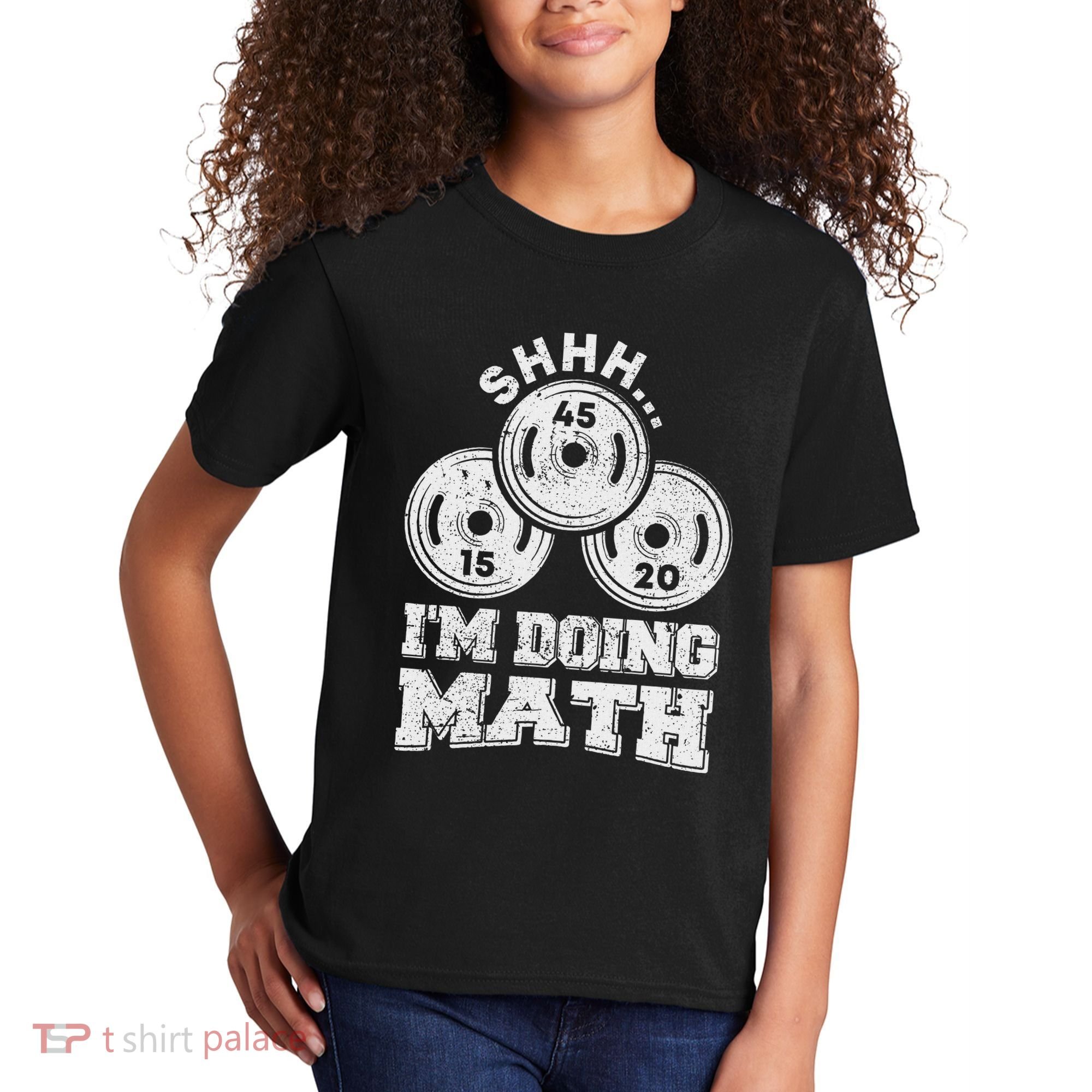 Shhh IM Doing Math Funny Weight Lifting Workout Training Kids T-Shirt
