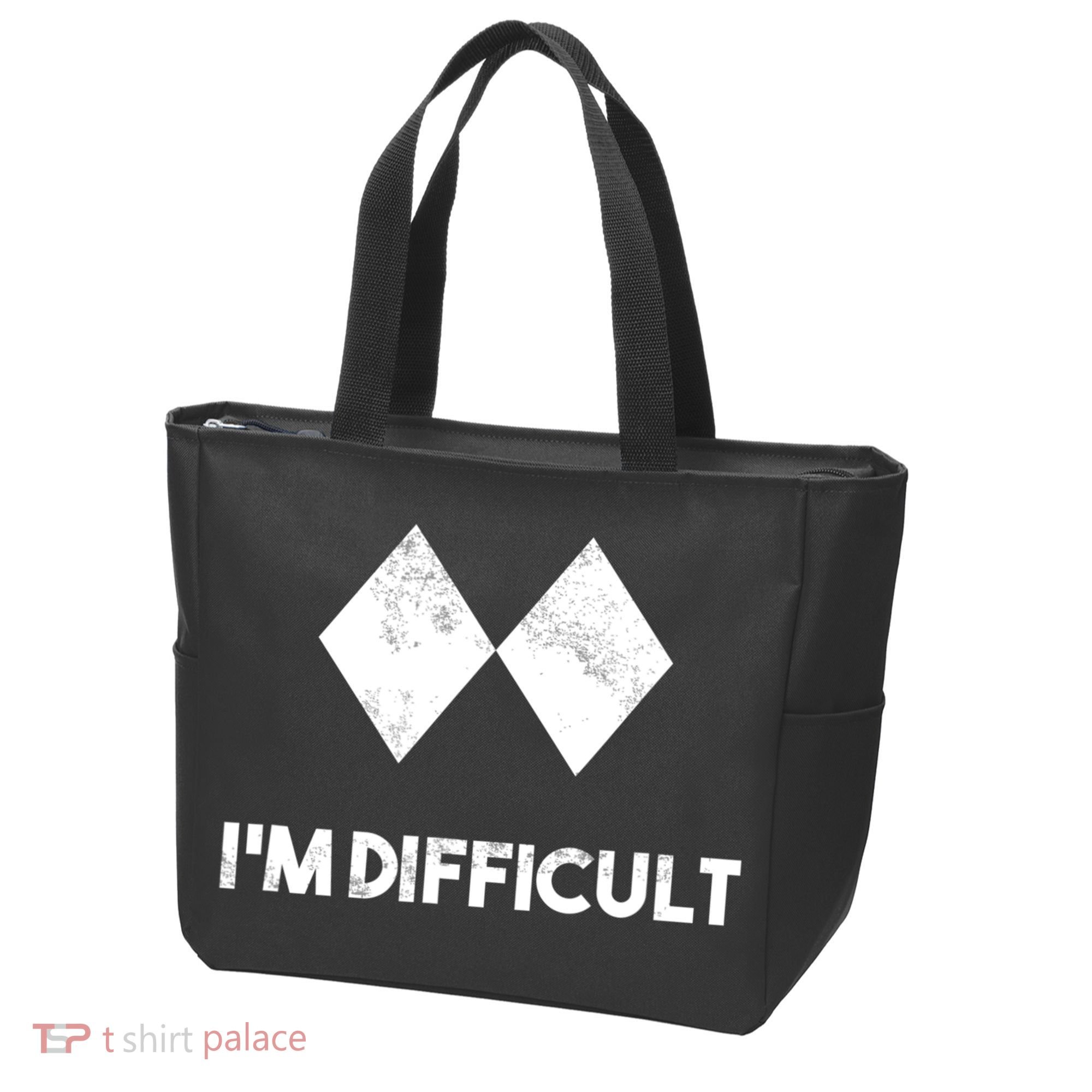 Ski I'm Difficult Funny Gift Skiing Lovers Skiers Snowboard Snowboarder Gift Tote Bag