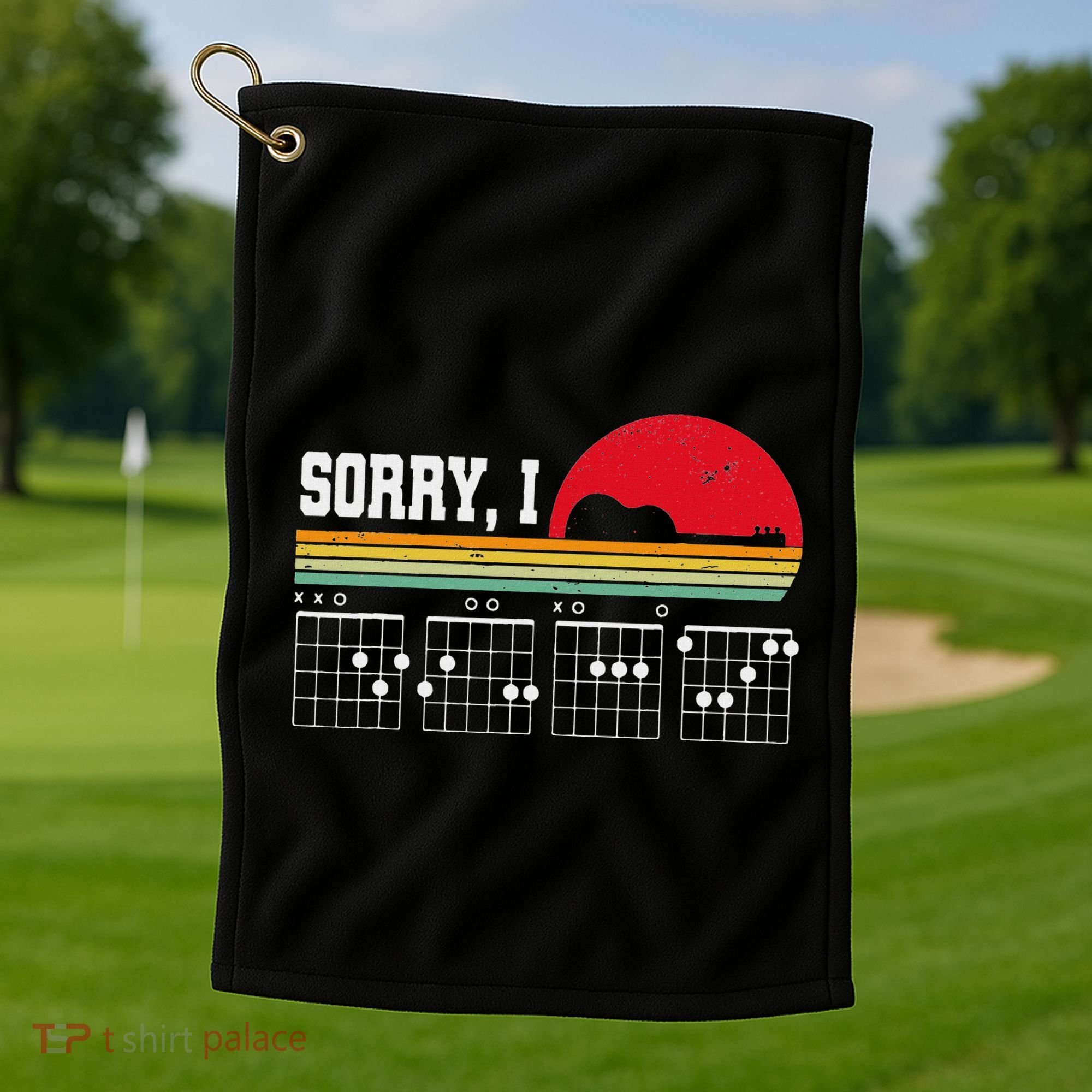 Sorry I Dgaf Hidden Message Guitar Golf Towel