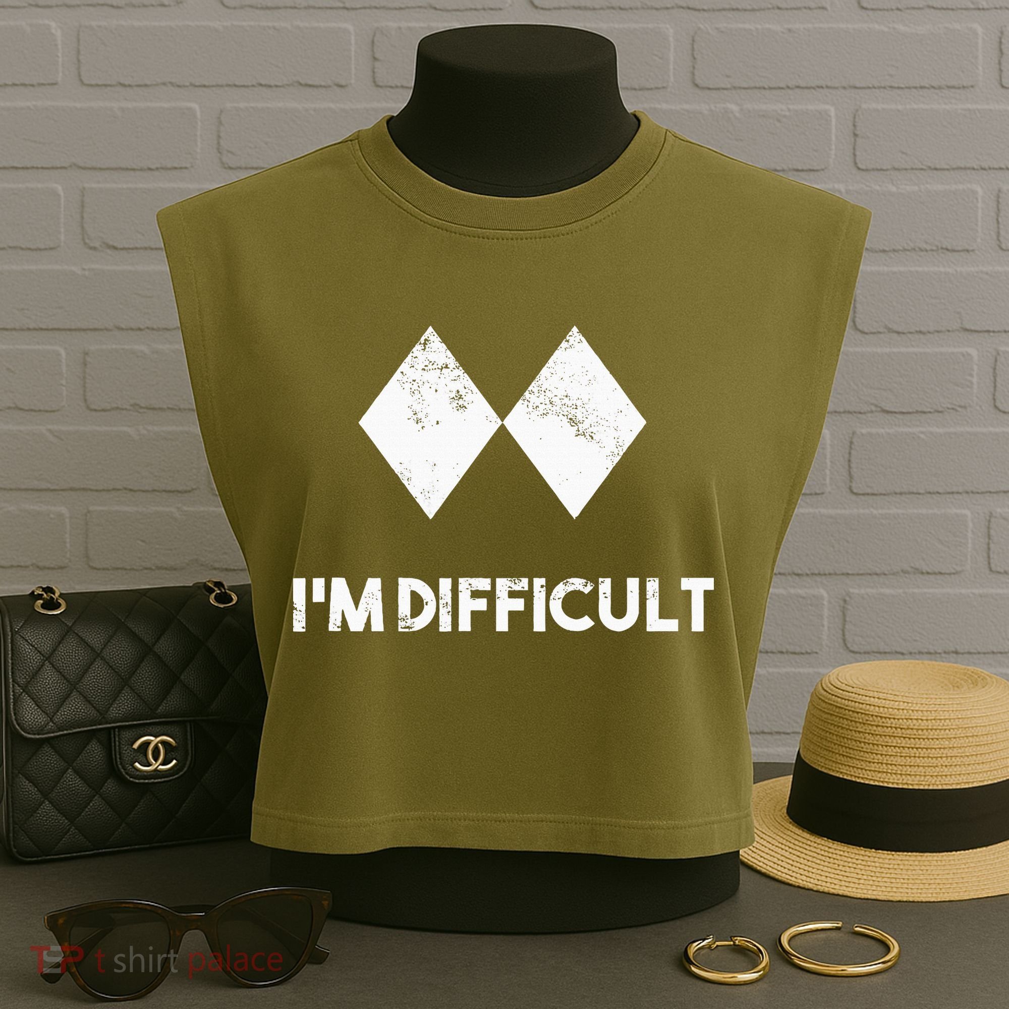Ski I'm Difficult Skiing Skier Snowboard Snowboarder Gift Garment-Dyed Women's Muscle Tee