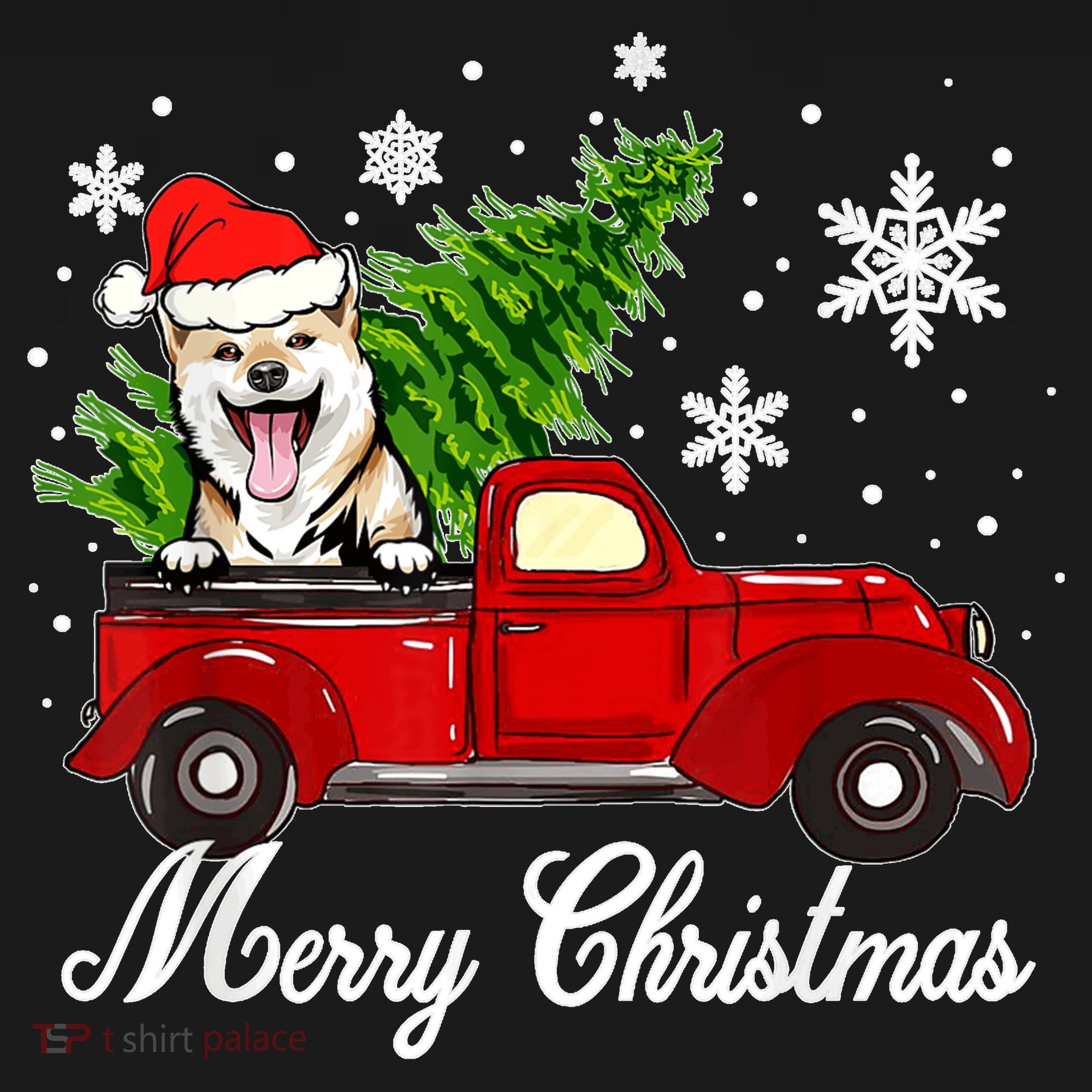 Shiba Inu Dog Riding Red Truck Christmas Decorations Pajama Women's Hoodie