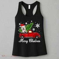 Shiba Inu Dog Riding Red Truck Christmas Decorations Pajama Women's Tank Top thumb 3