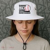 Shhhh I'm Doing Gamechanger Funny Baseball Players Bucket Hat thumb 3