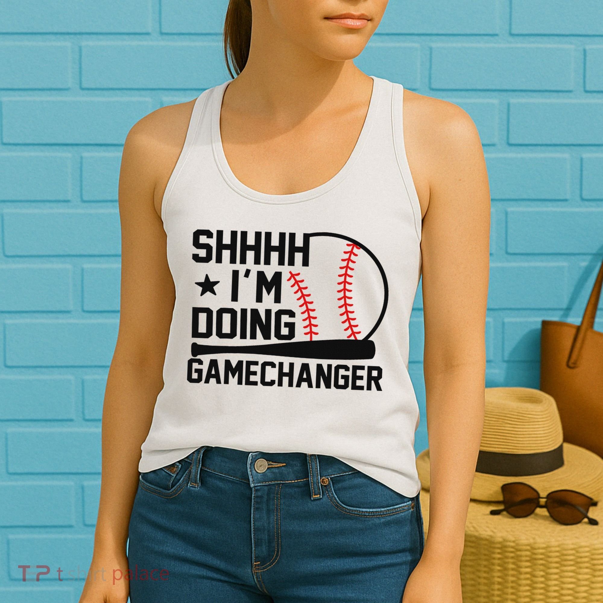 Shhhh I'm Doing Gamechanger Funny Baseball Players Women's Tank Top