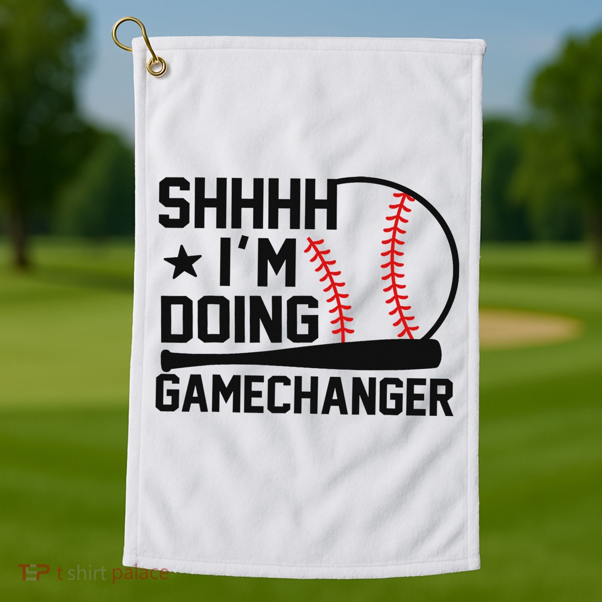 Shhhh I'm Doing Gamechanger Funny Baseball Players Golf Towel