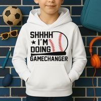 Shhhh I'm Doing Gamechanger Funny Baseball Players Kids Hoodie thumb 2