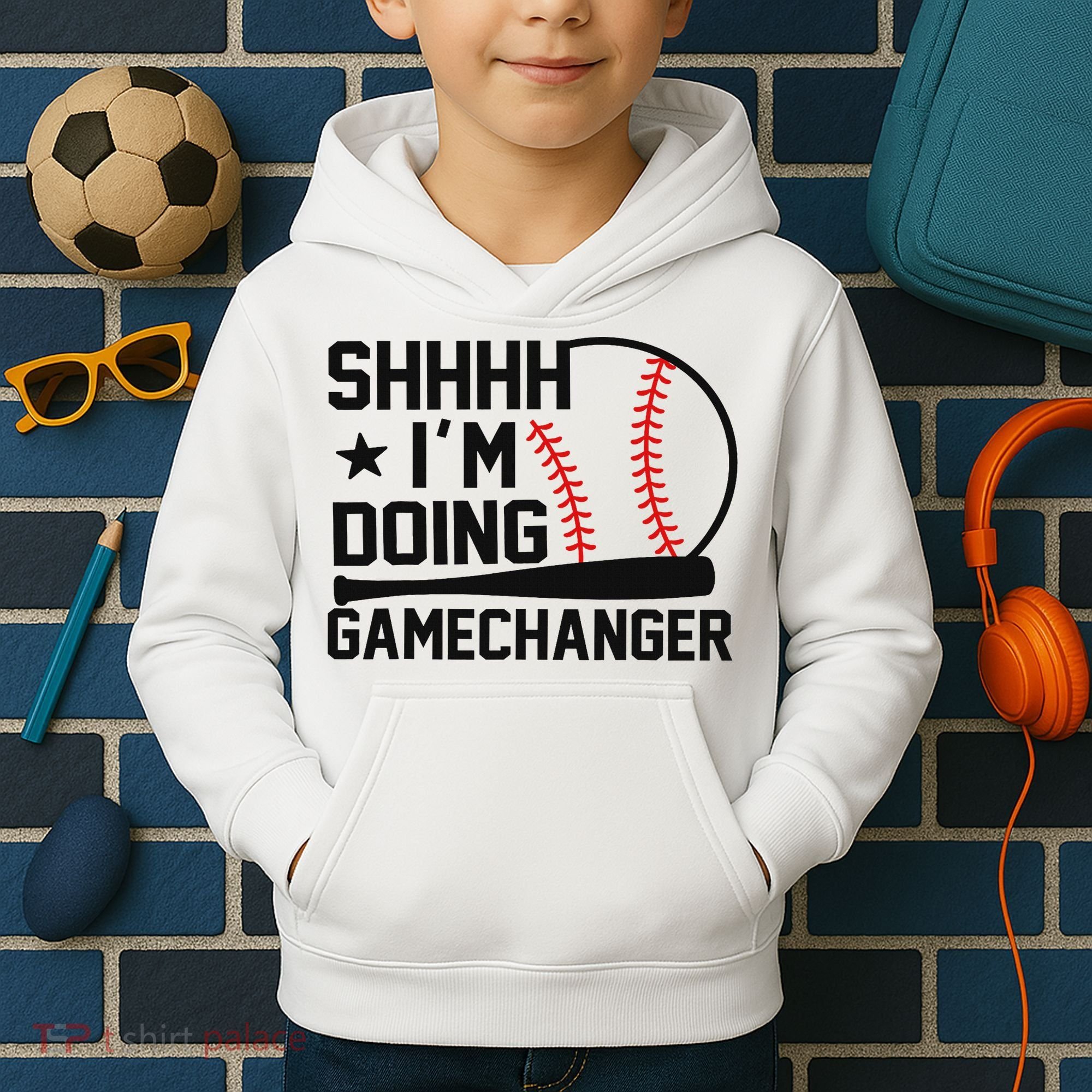Shhhh I'm Doing Gamechanger Funny Baseball Players Kids Hoodie