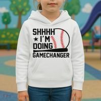 Shhhh I'm Doing Gamechanger Funny Baseball Players Kids Hoodie thumb 3