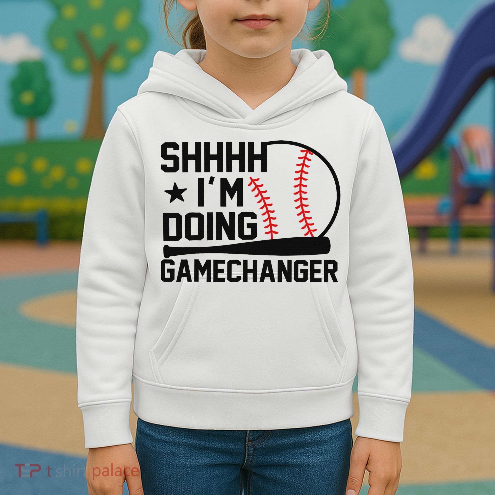 Shhhh I'm Doing Gamechanger Funny Baseball Players Kids Hoodie
