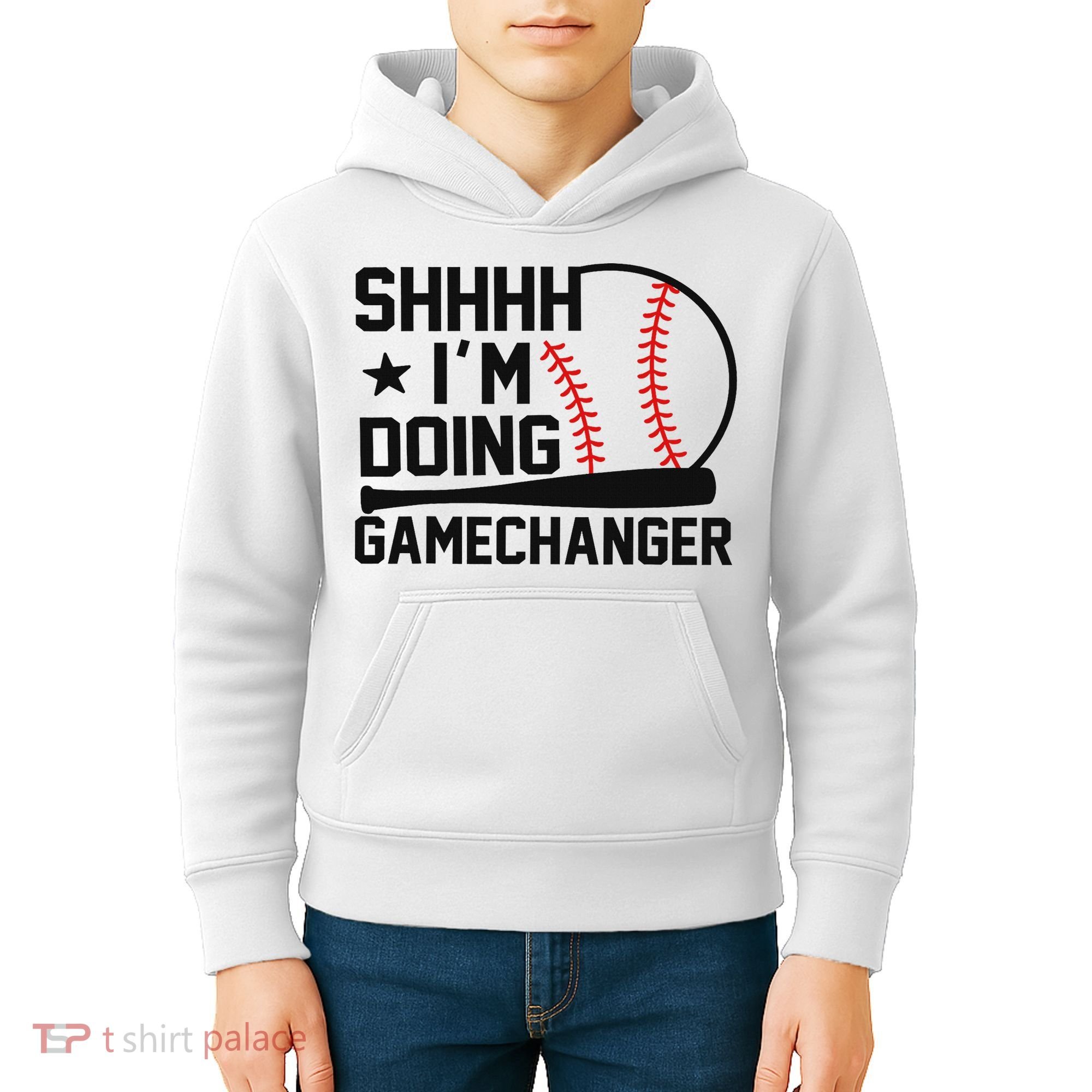 Shhhh I'm Doing Gamechanger Funny Baseball Players Kids Hoodie