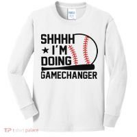 Shhhh I'm Doing Gamechanger Funny Baseball Players Kids Long Sleeve Shirt thumb 0