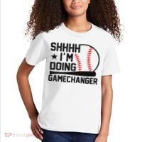 Shhhh I'm Doing Gamechanger Funny Baseball Players Kids T-Shirt thumb 2