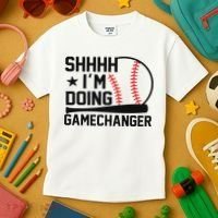 Shhhh I'm Doing Gamechanger Funny Baseball Players Kids T-Shirt thumb 3