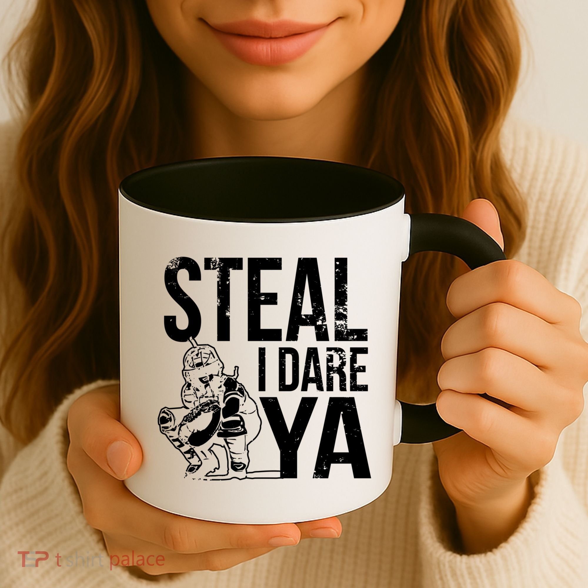Steal I Dare Ya Funny Softball Catcher Team Sport Gift Coffee Mug