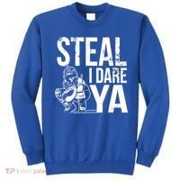 Steal I Dare Ya Funny Softball Catcher Team Sport Gift Sweatshirt thumb 0