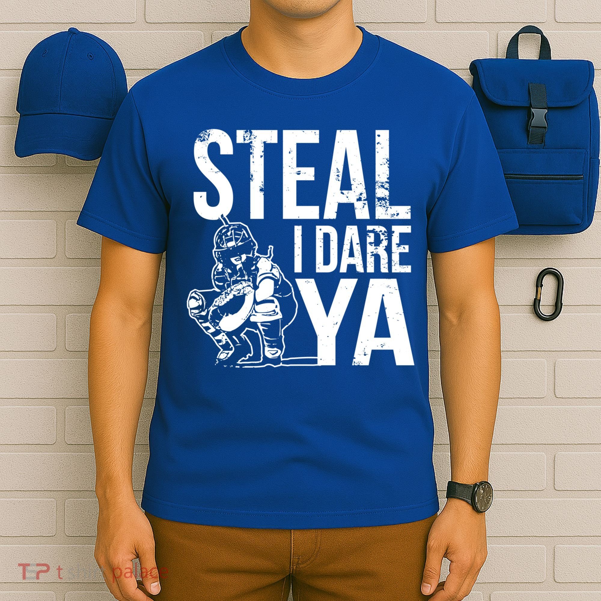 Steal I Dare Ya Funny Softball Catcher Team Sport Gift T-Shirt