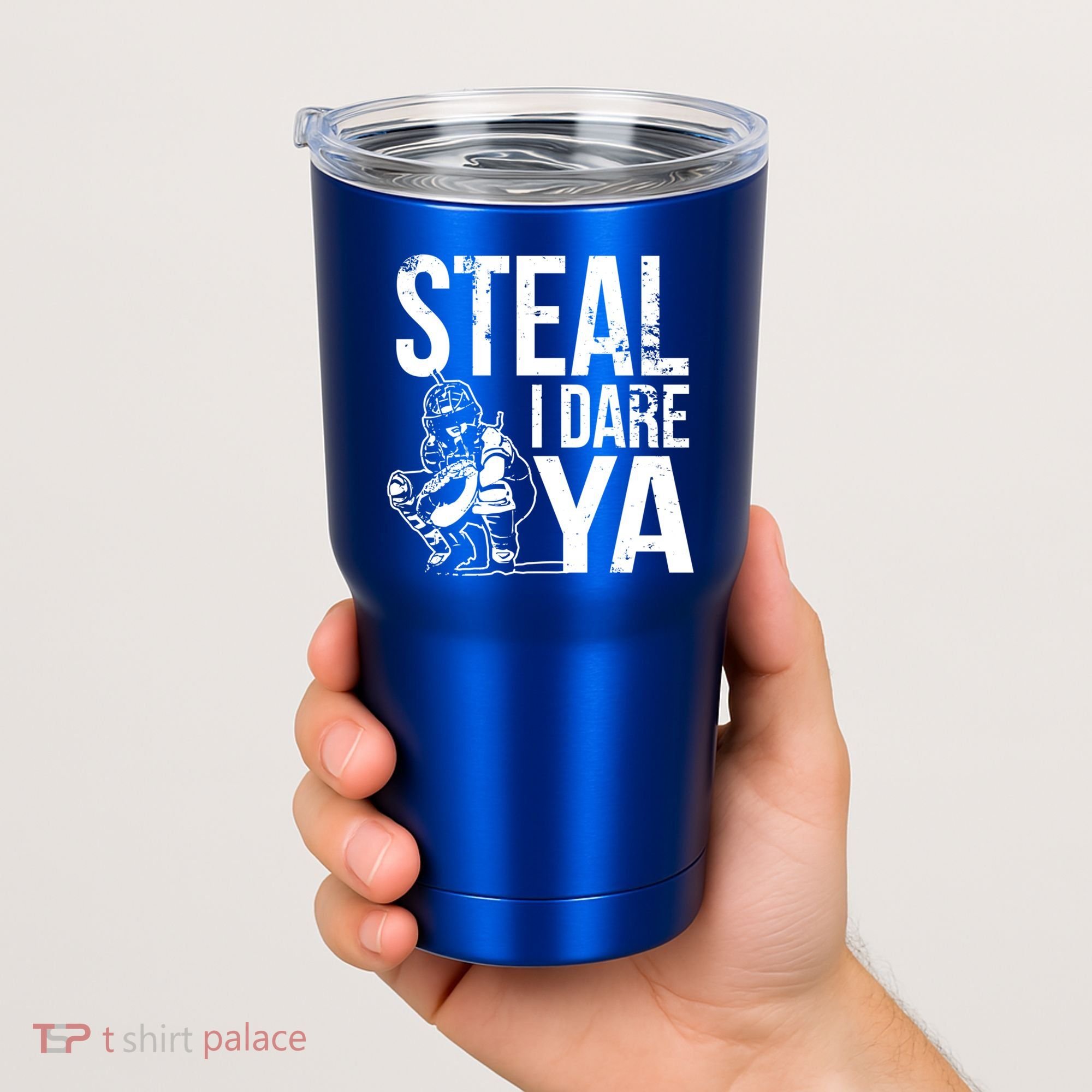 Steal I Dare Ya Funny Softball Catcher Team Sport Gift Tumbler