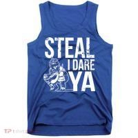 Steal I Dare Ya Funny Softball Catcher Team Sport Gift Tank Top thumb 0