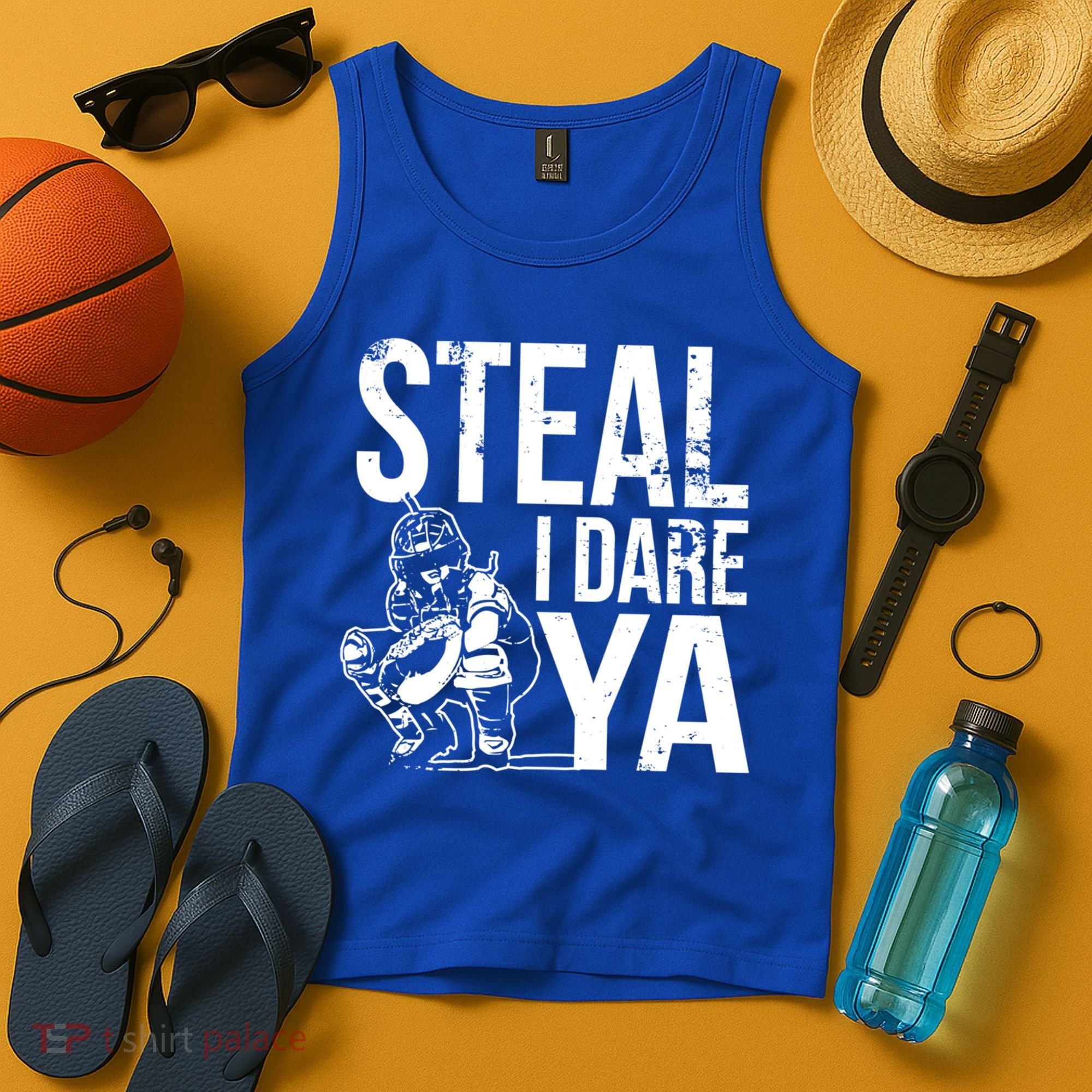 Steal I Dare Ya Funny Softball Catcher Team Sport Gift Tank Top
