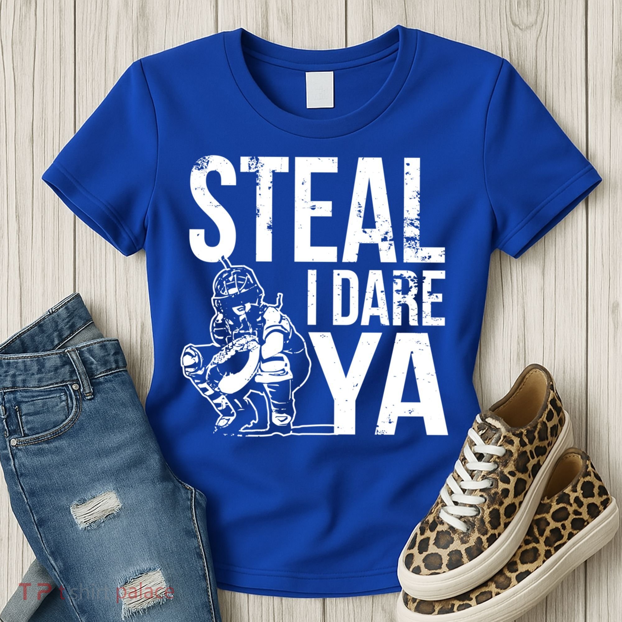 Steal I Dare Ya Funny Softball Catcher Team Sport Gift Women's T-Shirt