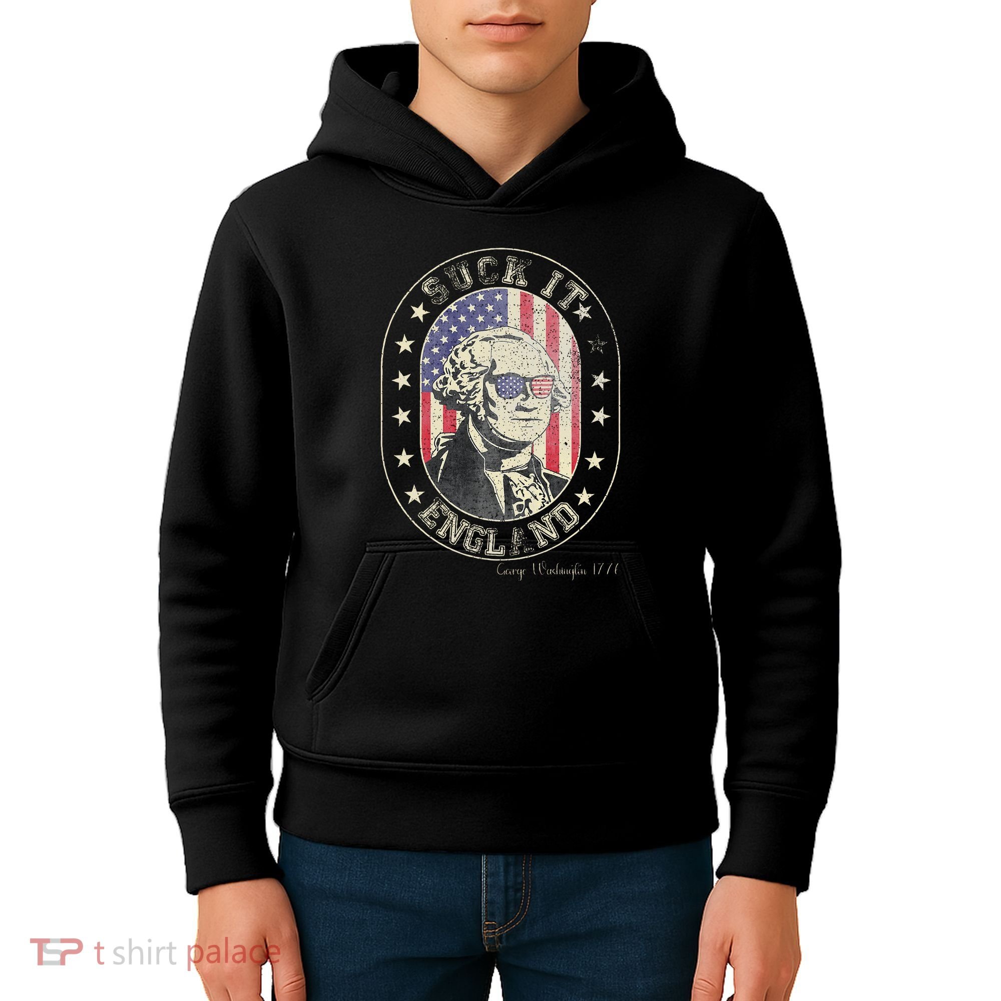 Suck It England George Washington 1776 Usa Funny Kids Hoodie
