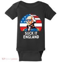 Suck It England Funny 4th Of July Usa George Washington Baby Bodysuit thumb 0