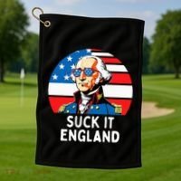 Suck It England Funny 4th Of July Usa George Washington Golf Towel thumb 1