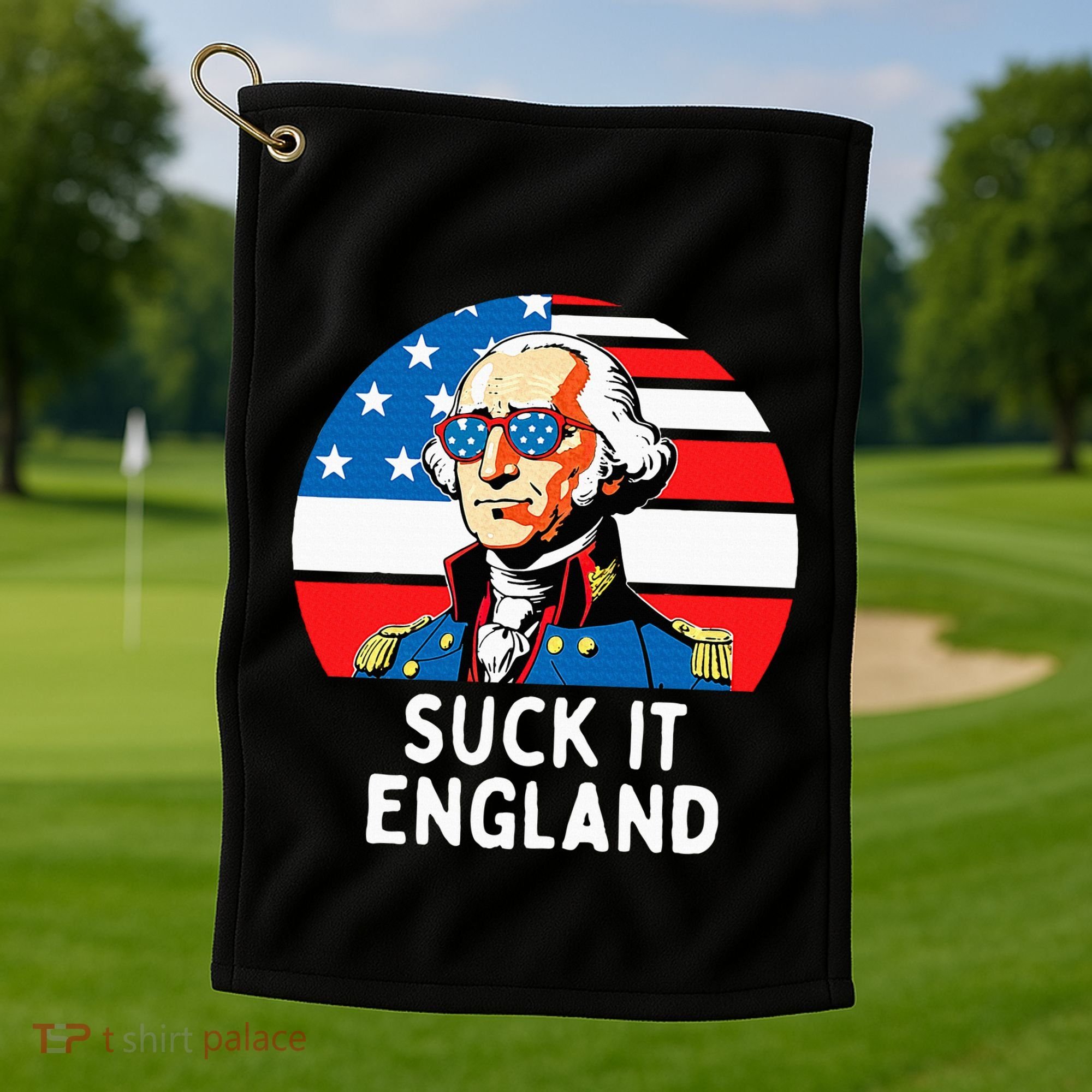 Suck It England Funny 4th Of July Usa George Washington Golf Towel