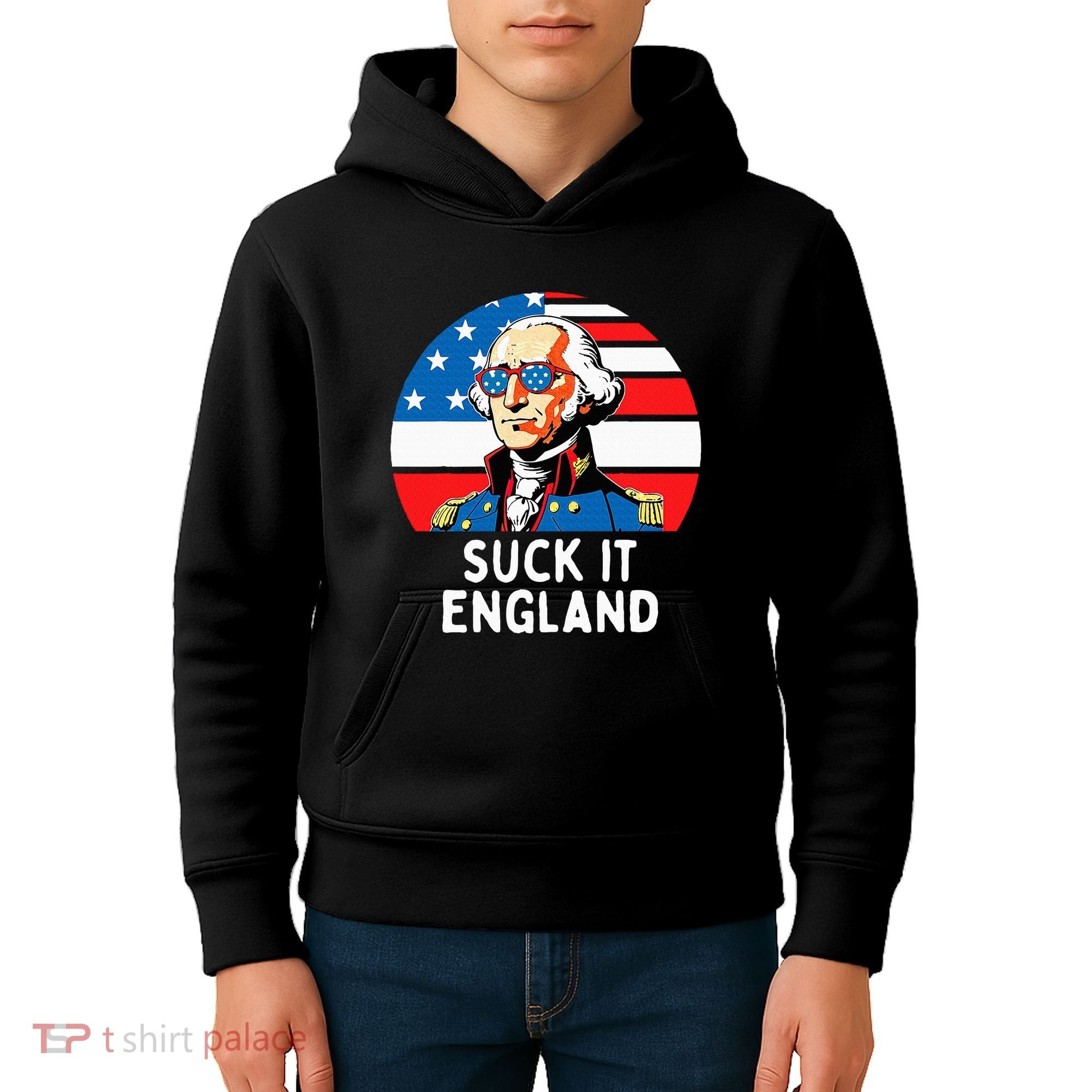 Suck It England Funny 4th Of July Usa George Washington Kids Hoodie