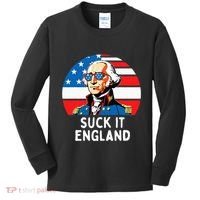 Suck It England Funny 4th Of July Usa George Washington Kids Long Sleeve Shirt thumb 0