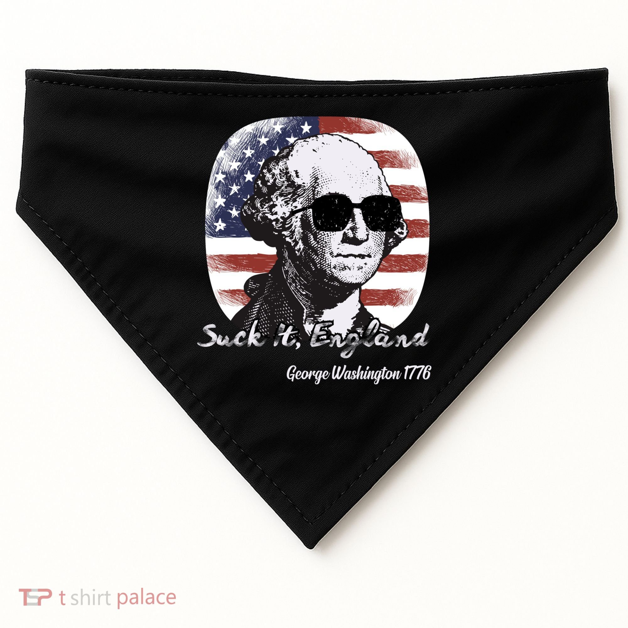 Suck It England Funny 4th Of July George Washington 1776 USA-Made Doggie Bandana