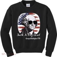 Suck It England Funny 4th Of July George Washington 1776 Kids Sweatshirt thumb 0