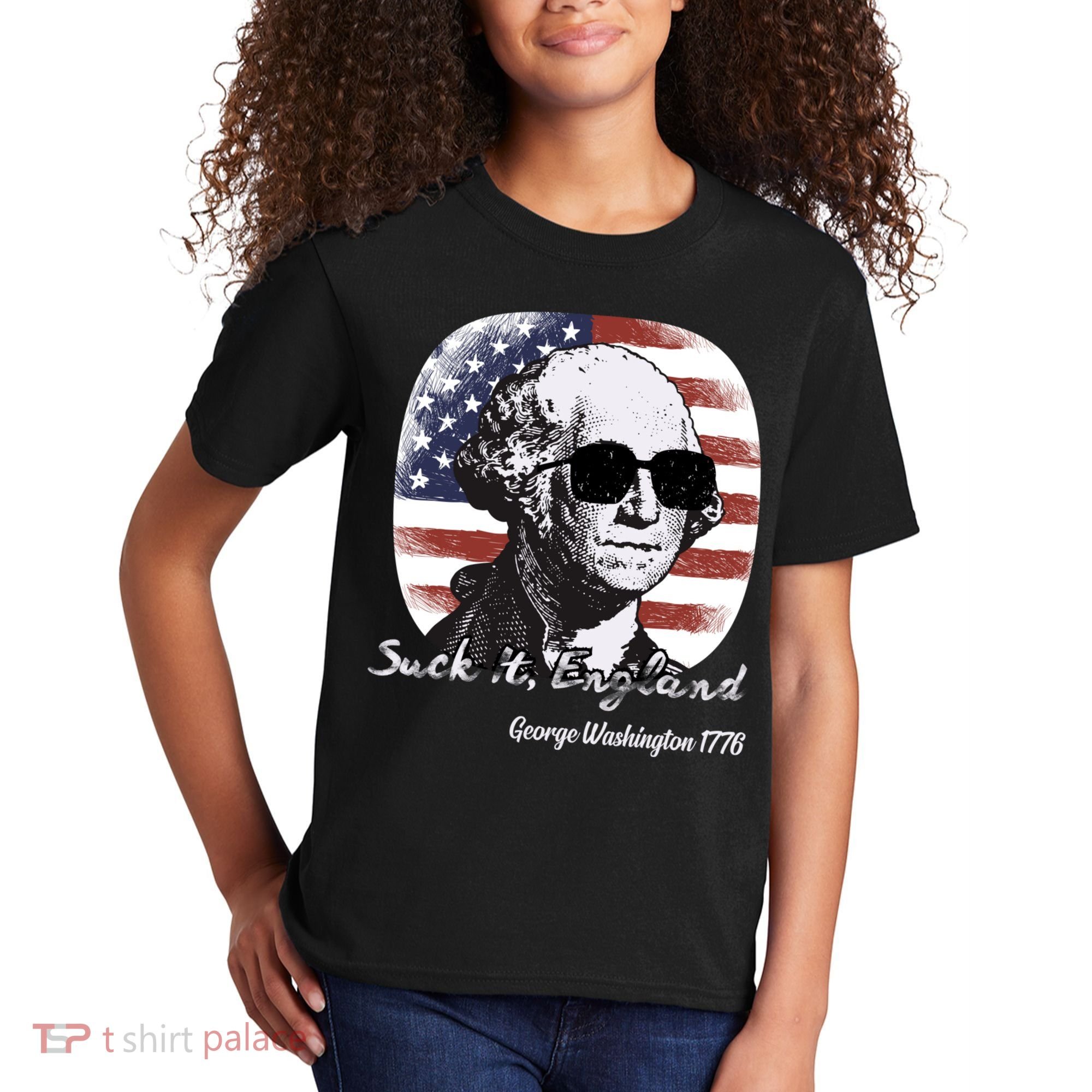 Suck It England Funny 4th Of July George Washington 1776 Kids T-Shirt