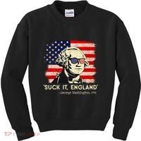 Suck It England Funny 4th Of July Funny George Washington Kids Sweatshirt thumb 0