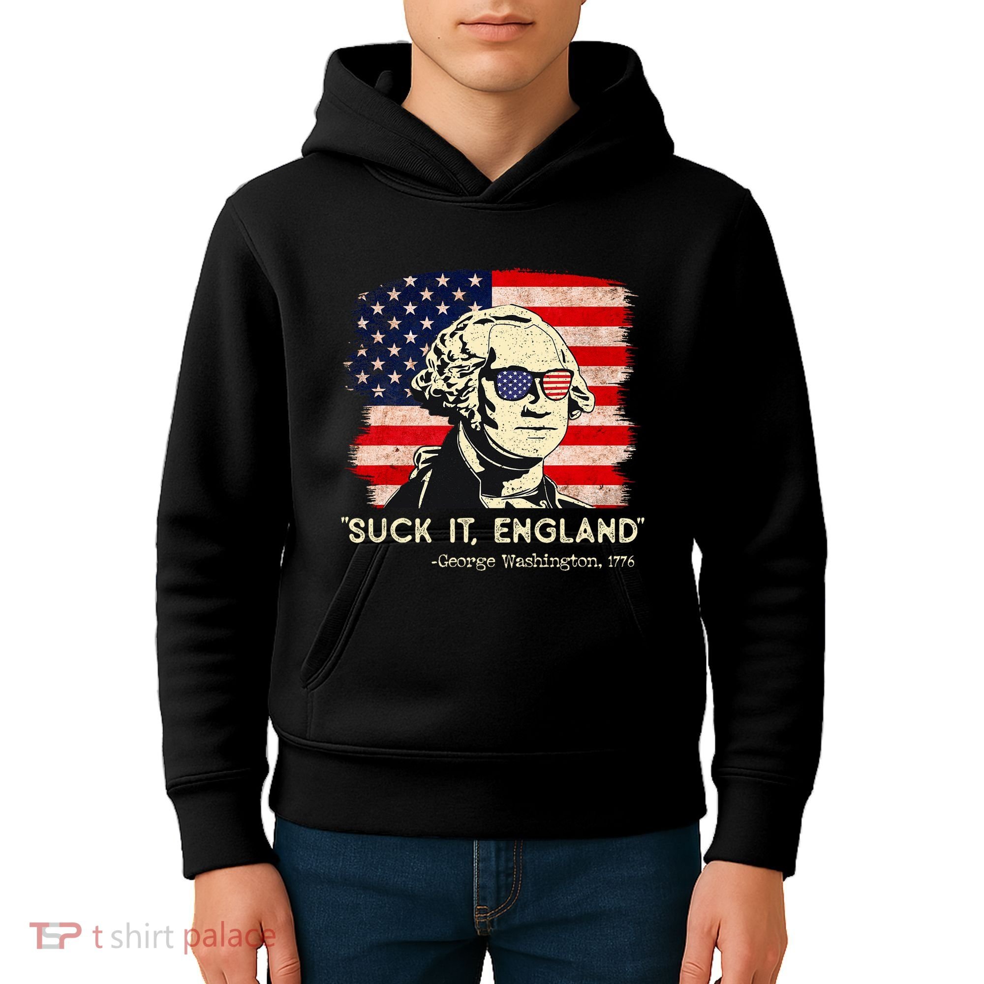 Suck It England Funny 4th Of July Funny George Washington Kids Hoodie