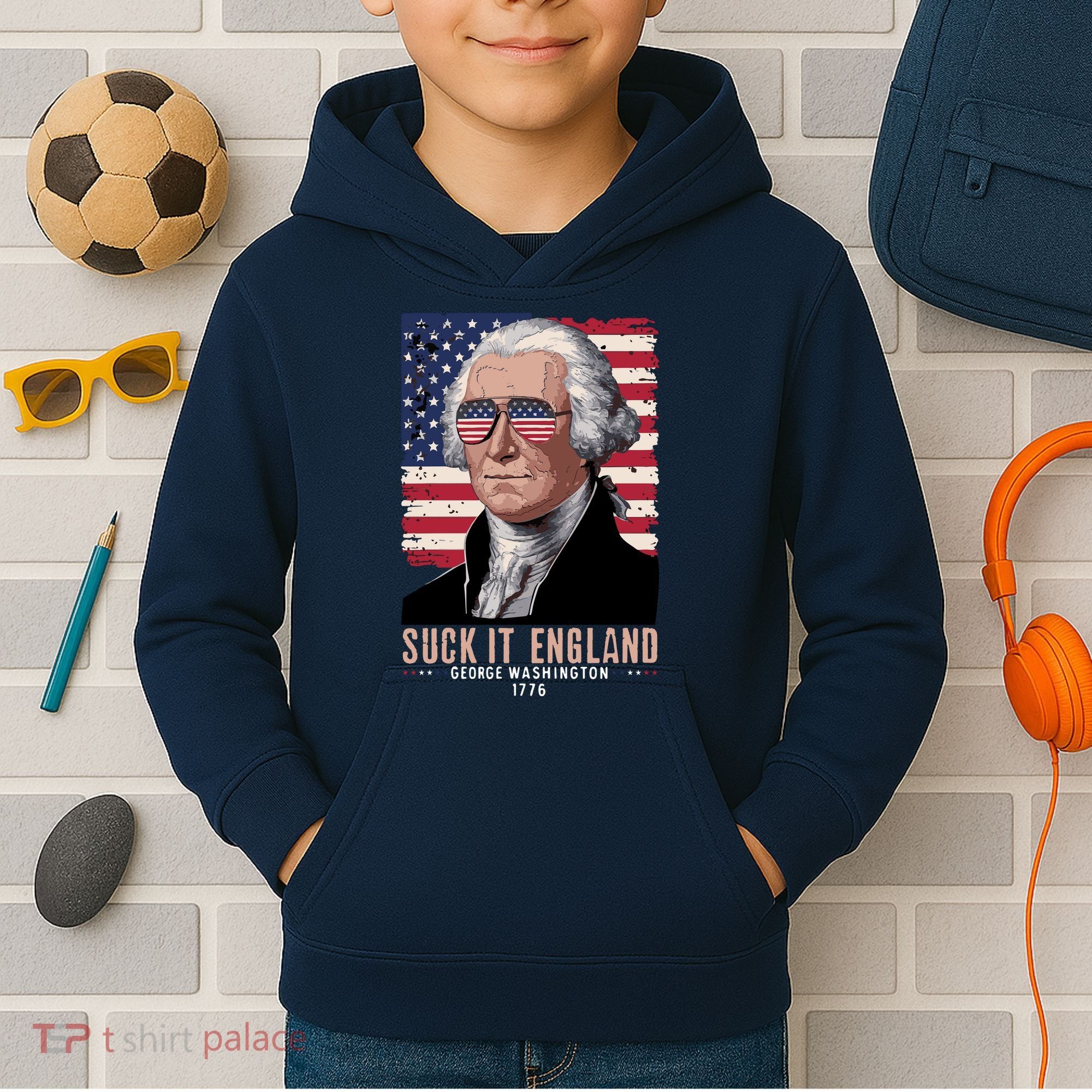 Suck It England 1776 George Washington Kids Hoodie