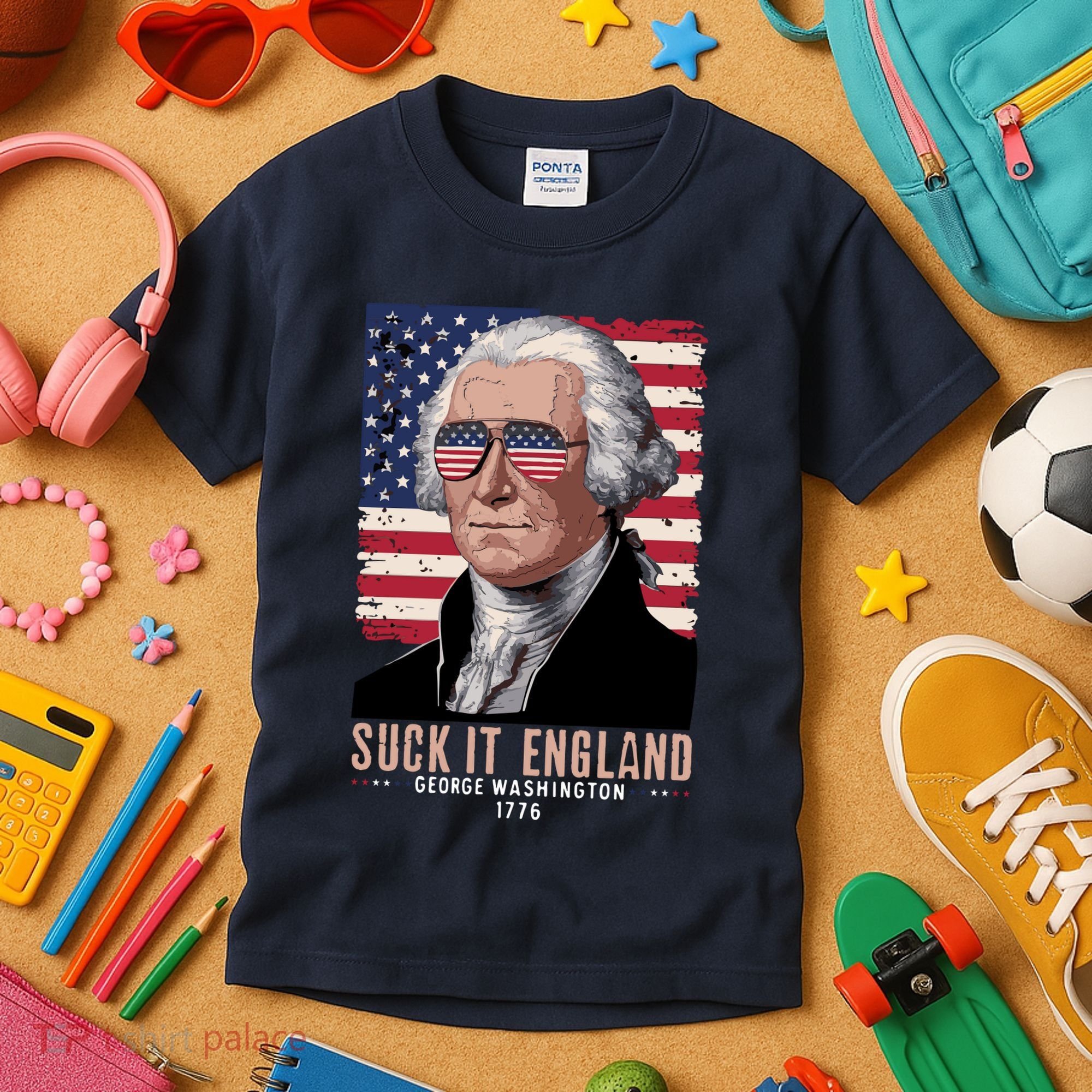 Suck It England 1776 George Washington Kids T-Shirt