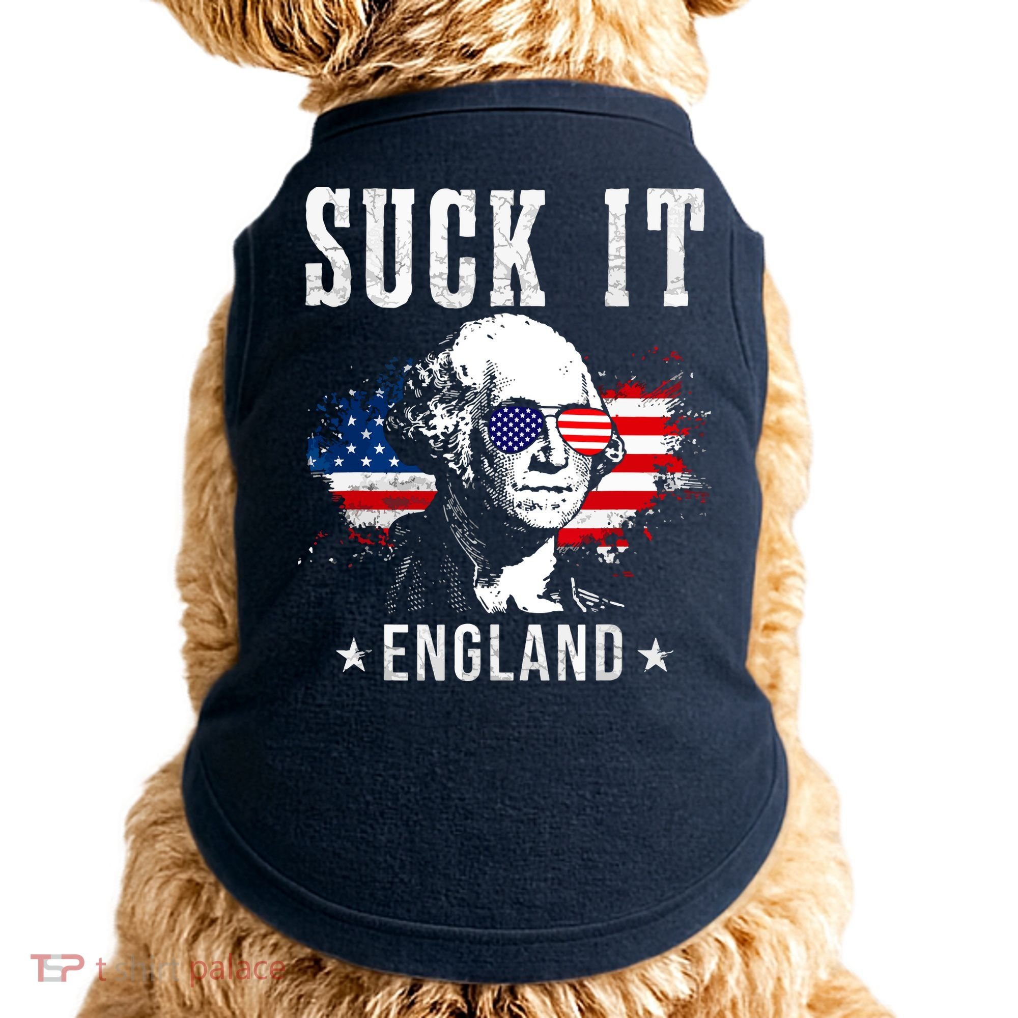 Suck It England Funny 4th Of July George Washington 1776 Doggie Tank
