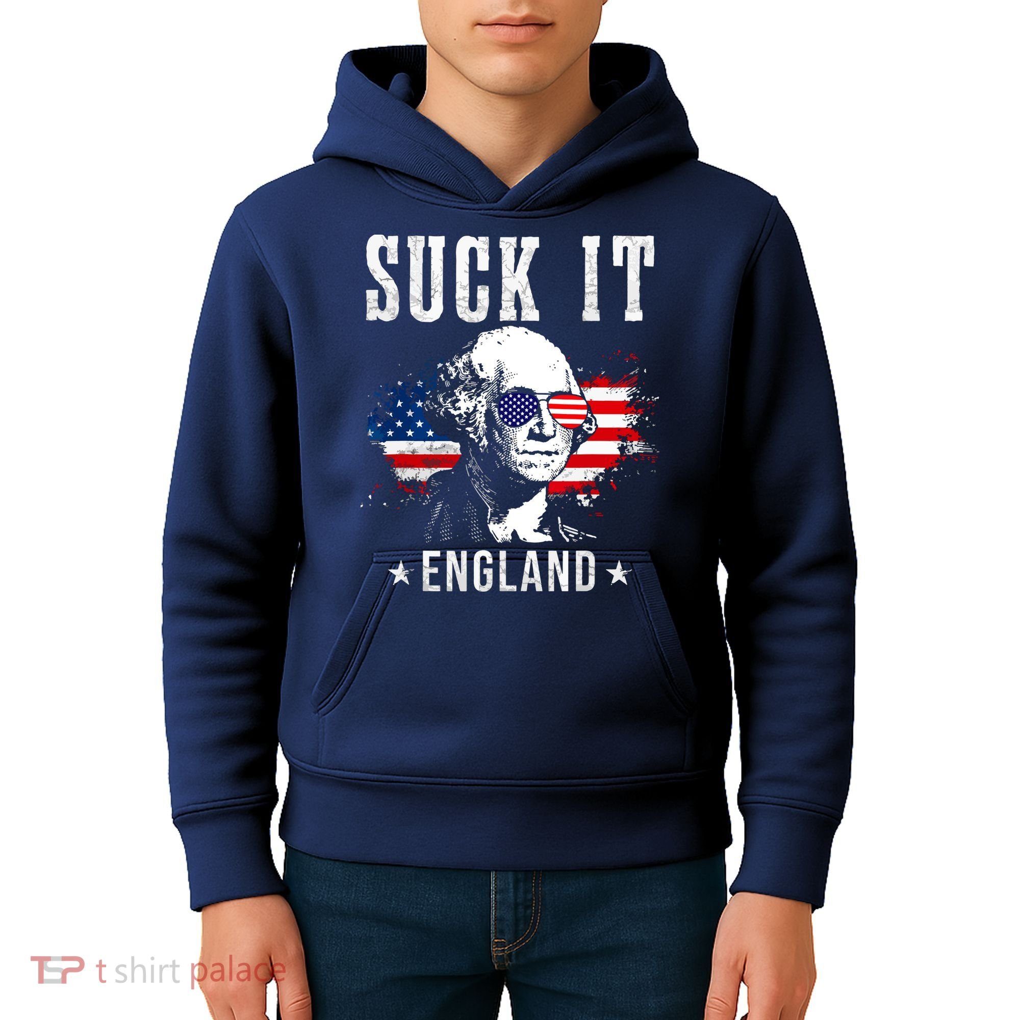 Suck It England Funny 4th Of July George Washington 1776 Kids Hoodie