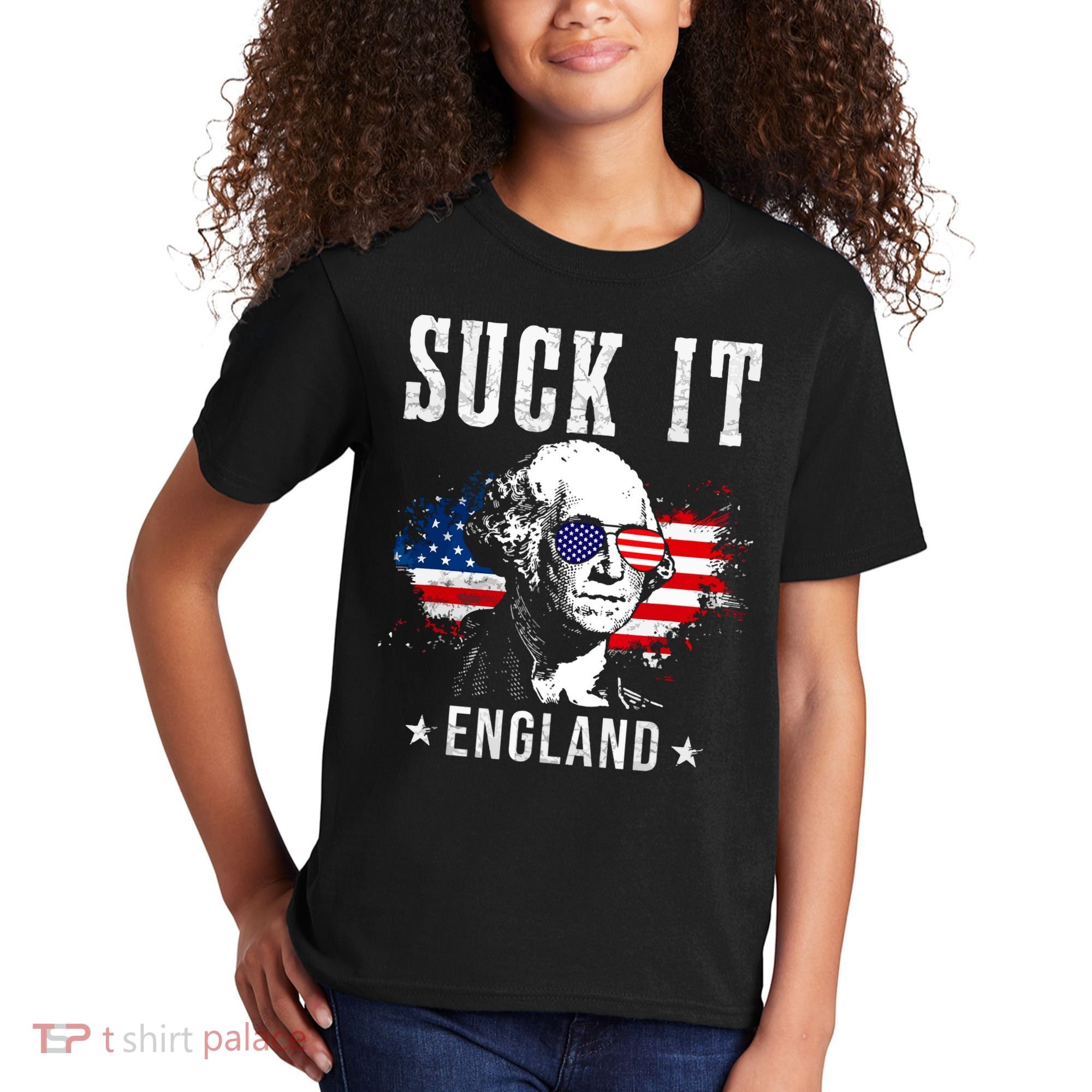 Suck It England Funny 4th Of July George Washington 1776 Kids T-Shirt