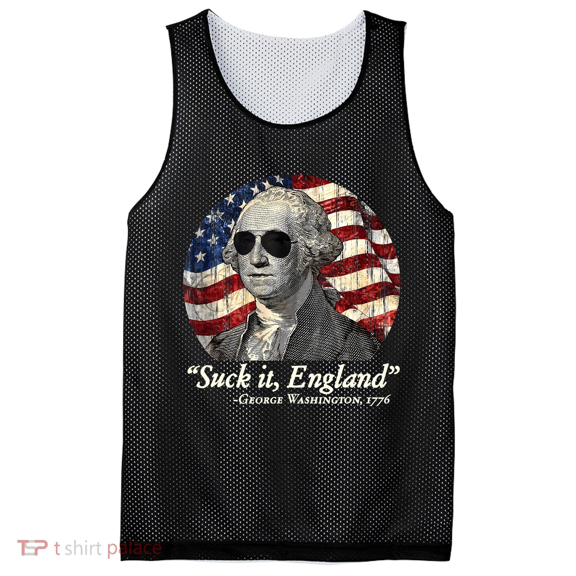 Suck It England Funny 4th Of July George Washington 1776 Mesh Reversible Basketball Jersey Tank