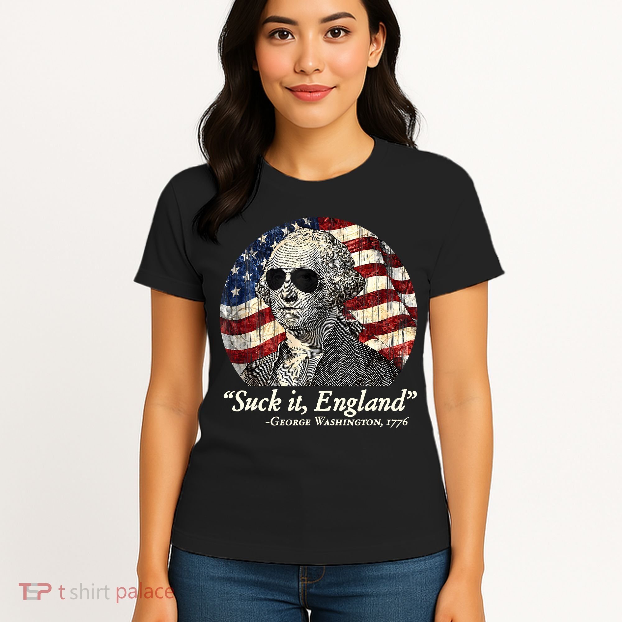 Suck It England Funny 4th Of July George Washington 1776 Women's T-Shirt