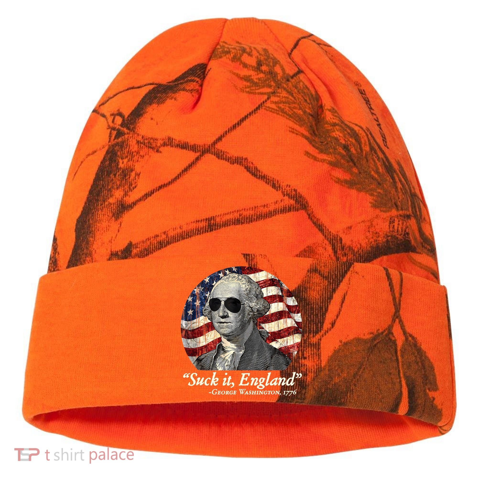 Suck It England Funny 4th Of July George Washington 1776 Kati Licensed 12" Camo Cuffed Beanie
