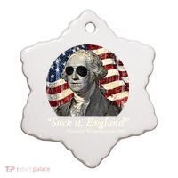 Suck It England Funny 4th Of July George Washington 1776 Ceramic Ornament thumb 0