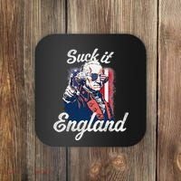 Suck It England Funny George Washington USA Flag 4th of July Coaster thumb 0