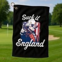 Suck It England Funny George Washington USA Flag 4th of July Golf Towel thumb 1
